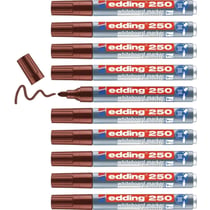 Lot de 10 marqueurs pour tableaux blancs EDDING 250 - Pointe moyenne 1,5-3 mm - Marron - Corps aluminium