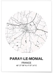 Affiche Carte Paray-Le-Monial | A3 : 29,7x42cm