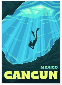 Affiche ville Cancún | A3 : 29,7x42cm