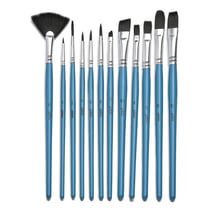 12 pinceaux - Rond - Traceur - Plat - Eventail - Filbert - Biseauté - Aquarelle - Imitation petit-gris - Pébéo