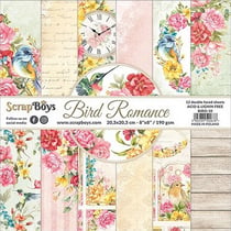 12 papiers scrapbooking 20 x 20 cm Scrapboys BIRD ROMANCE