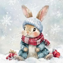 4 serviettes en papier découpage collage 33 cm LAPIN DE NOEL N 512