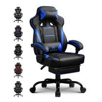 Fauteuil gaming ergonomique - GTPLAYER - avec repose-pieds noir/bleu