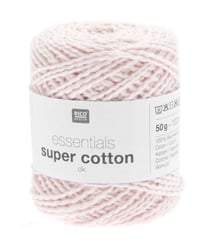 Coton à tricoter ou crocheter Essentials Super Cotton DK - Rico Design 06 Rose Poudre