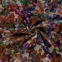 Tissu Jersey Viscose Ambrosia fleurs Orange cuivré sur fond Taupe