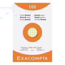 Étui de 100 fiches - bristol quadrillé 5x5 non perforé 100x150mm - Couleurs assorties - x 10 - Exacompta