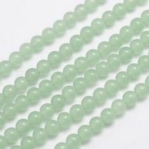 Fil 65 perles ronde jade naturelle teintée fabrication bijoux 6 / 6.5 mm VERT 2