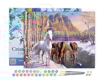 Peinture par Numéro Figured'Art avec Cadre - Chevaux à la fin de l'hiver - Kit de Loisir Créatif DIY Numéro d'Art - 40x50cm toile tendue sur châssis