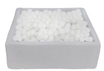 Piscine à balles pour enfant, 90x90 cm, Aire de jeu + 450 balles blanc