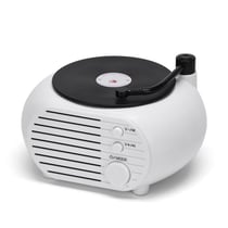 Enceinte Bluetooth Rétro Vinyle Sans Fil Son Surround Puissant Vert Noir + Blanc YONIS