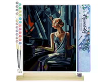 Peinture par Numéro Figured'Art - Femme au Piano Art Déco - Kit de Loisir Créatif DIY Numéro d'Art Complet - 40x50cm toile roulée + châssis en bois à monter