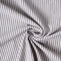 Tissu Coton d'ameublement Simone rayé Bleu indigo sur fond Naturel