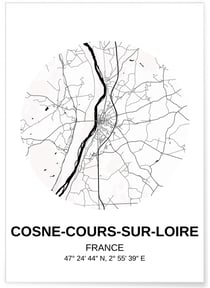 Affiche Carte Cosne-Cours-sur-Loire | A3 : 29,7x42cm