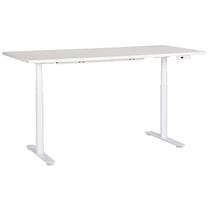 Bureau Électrique Réglable Plateau et Structure Acier Blanc 180 x 80 cm Hauteur Ajustable Assis-Debout Pieds Ronds Design Moderne