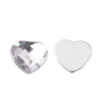50 Perles Strass Cabochon Coeur Transparent 10 mm Acrylique à coller - Dos Argenté - Creation Diy