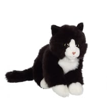 Peluche - Chat Mimiz noir et blanc - 28 cm