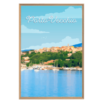 Tableau mural encadré illustration Porto Vecchio 65x97 cm