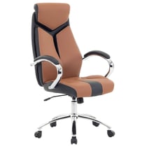Chaise de Bureau Design Fauteuil Gamer Tapissé Effet Cuir Marron avec Pied Métallique Rembourrage Épais Confortable et Style Moderne Élégant Beliani