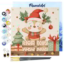 Mini Peinture par Numéros Figured'Art 20x20cm avec cadre Ours Cadeau de Fête - Petit Format