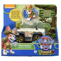Pat patrouille tracker et sa jeep - figurine chien - paw patrol jungle rescue - spin master - 20116039