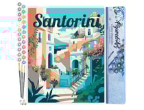 Peinture par Numéro Figured'Art - Affiche de voyage Santorin en fleurs - Kit de Loisir Créatif DIY Numéro d'Art Complet - 40x50cm sans châssis en bois