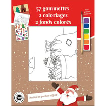 Coloriage avec peinture pinceau et gommettes Noël tradi