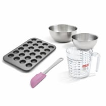 Set pâtisserie avec moule à muffins 24 empreintes 38 x 26 cm, 2 bols à mixer, verre mesureur et spatule Zenker