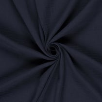 Tissu double gaze uni  Bleu marine