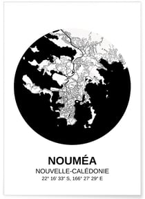 Affiche Carte Nouméa | A3 : 29,7x42cm
