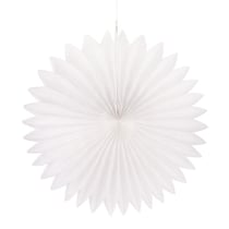 Rosette en papier, 40cm ø, blanc, 1 pce.