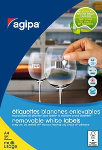 Apli 119645 - Etiquettes blanches enlevables 25,4 x 10mm