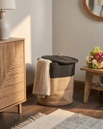 Corbeille Coton Noir/beige SILOPI - Beliani
