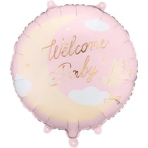 Ballon Aluminium Hélium  Welcome Baby  Rose Clair   Ø 35 cm
