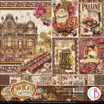12 papiers scrapbooking carterie 30 x 30 cm Ciao Bella CHOCOLATE WANDERLUST