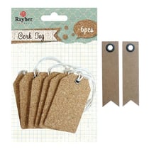 6 étiquettes liège avec ficelles + 20 étiquettes kraft Fanion