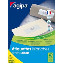 Apli Agipa - Etiquettes blanches 500 feuilles A4 7x3,5cm 12 000 pièces