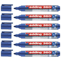 Lot de 6 marqueurs tableau blanc effaçables - EDDING - Pointe ronde 1,5-3 mm - Bleu