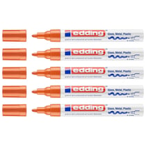 Lot de 5 marqueurs peinture EDDING 750 - Orange - Pointe ronde 2-4 mm