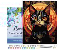 Peinture par Numéro Figured'Art avec Cadre - Chat noir Art Déco - Kit de Loisir Créatif DIY Numéro d'Art Complet - 40x50cm toile tendue sur châssis