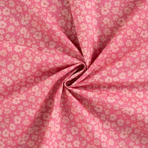 Tissu Coton imprimé Fleurs Mia sur fond Rose