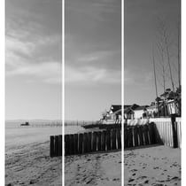 Triptyque sur toile plage noir et blanc 90x97 cm
