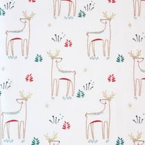 Tissu Coton imprimé Arty Kajsa doré et rouge sur fond Blanc