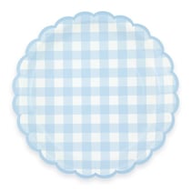 8 Assiettes Festonnée Vichy Bleu