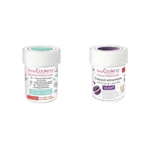 2 colorants alimentaires en poudre - violet-vert d'eau