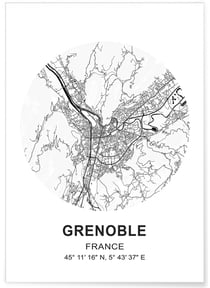 Affiche Carte Grenoble | A3 : 29,7x42cm