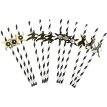 12 Pailles Ninja Noir/Blanc/Or