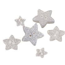 Lot de 6 boutons étoile pailleté argent