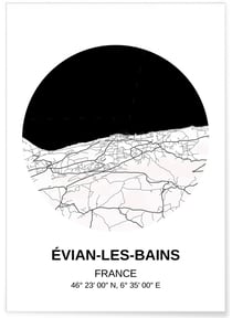 Affiche Carte Évian-les-Bains | A3 : 29,7x42cm