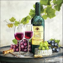 Lot de 4 serviettes en papier découpage collage 33 cm VIN ROUGE RAISIN