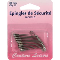 Epingles de sécurité Grises argentées - 38 mm - 12 pcs